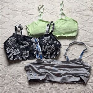Hurley Bralette Trio - Black, Light Green, Grey
